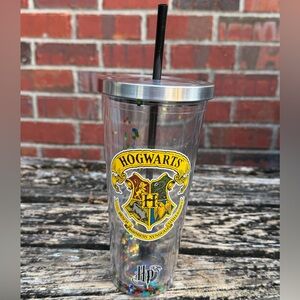 Spoontiques Hogwarts Crest Harry Potter 20 oz Glitter Cup with Lid & Straw F2